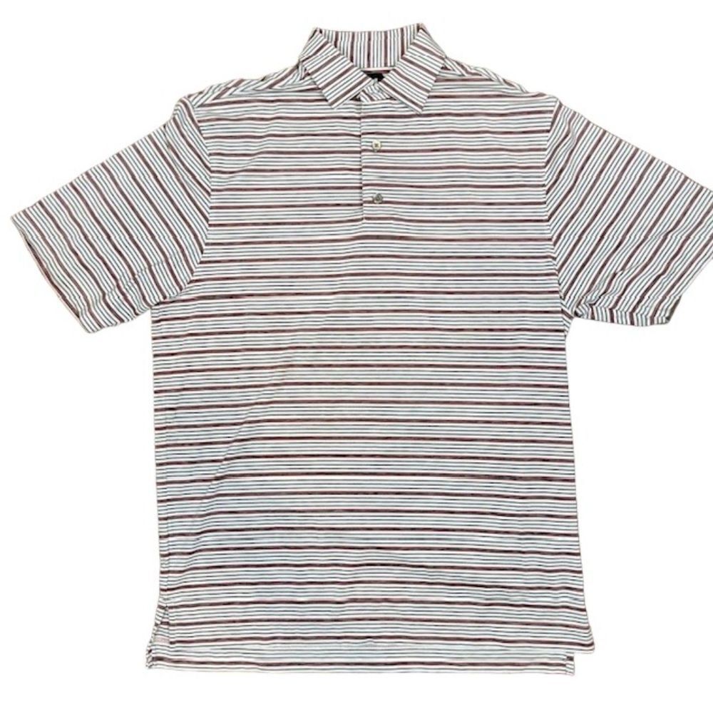 FootJoy FJ Men's Polo Golf Red‎ Black White Stripe Size Medium